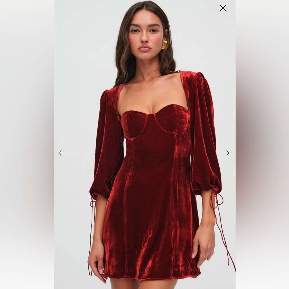 NWT For Love & Lemons Nadine Velvet Mini Dress Size S